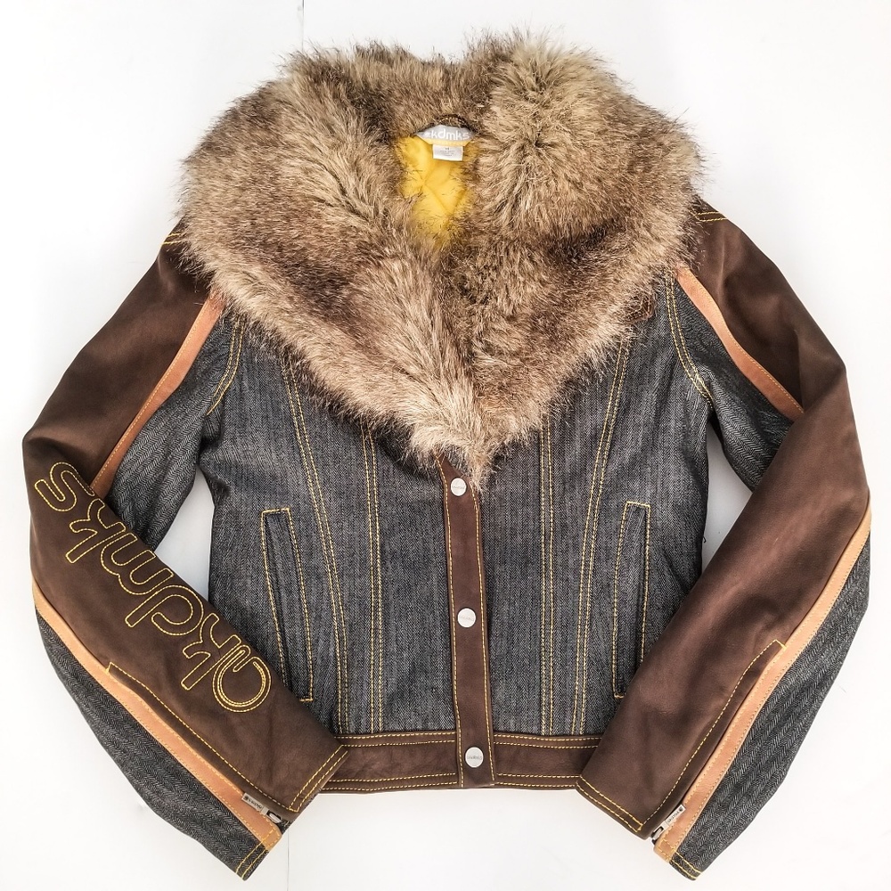 NWOT Akademiks Denim Jacket with Faux Fur Collar